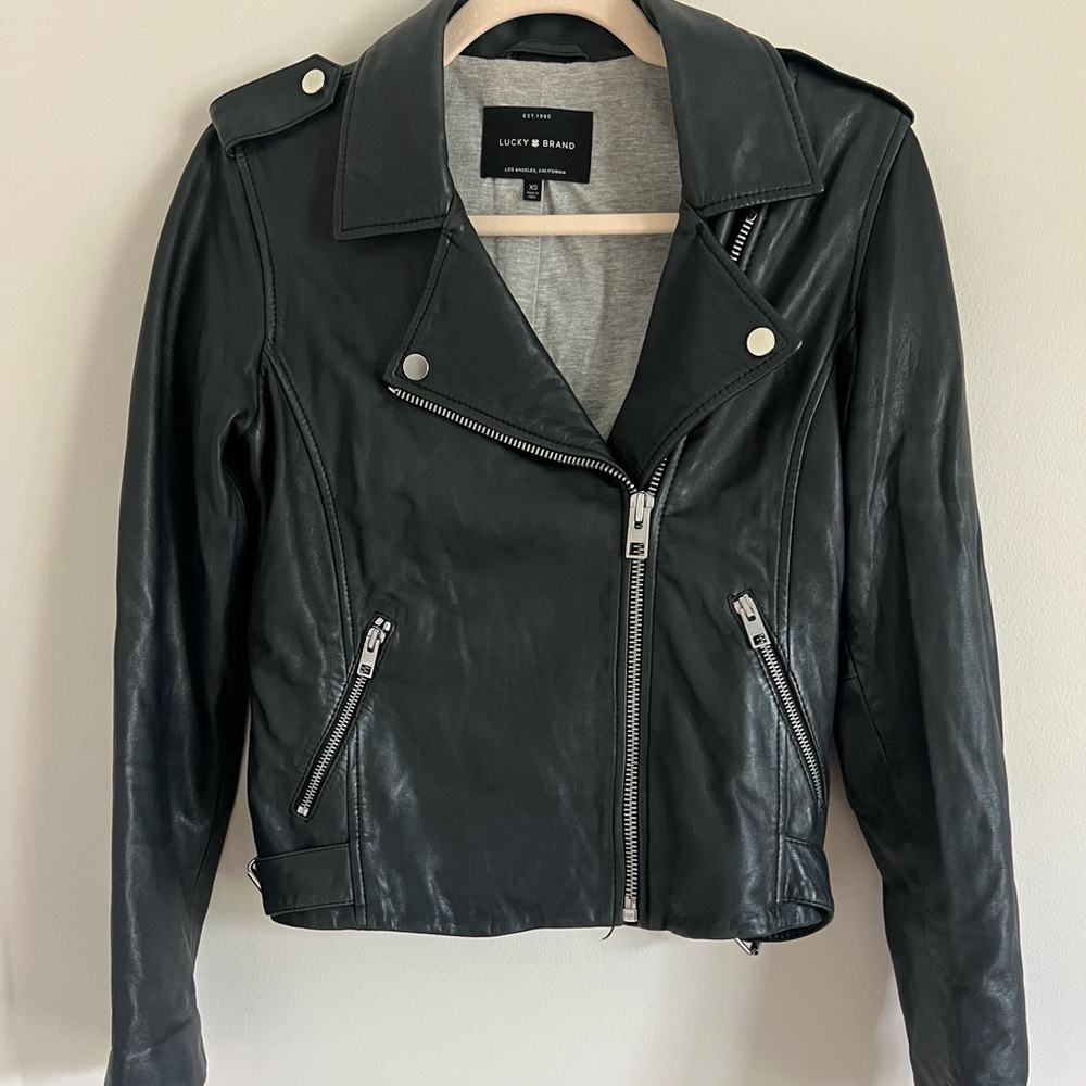 Lucky Brand Classic Moto Leather Jacker, Lamb Leather